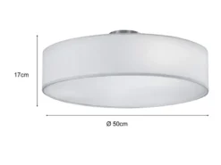 Runde LED Deckenleuchte mit Stoffschirm in Weiß Ø 50cm