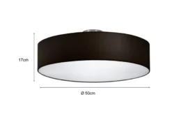 Runde LED Deckenleuchte mit Stoffschirm in Schwarz Ø 50cm