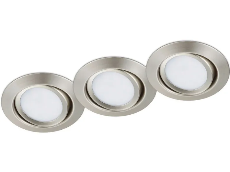 Runde LED Einbaustrahler RILA Decke 3er Set Spot schwenkbar Nickel matt 5 Watt