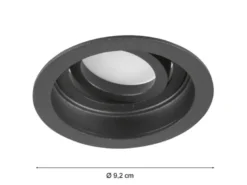 Runder Deckeneinbaustrahler KENAI Schwarz matt, schwenkbar Ø 9,2cm