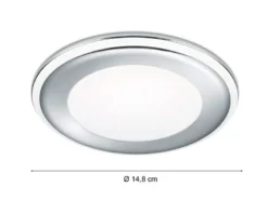 Runder LED Deckeneinbaustrahler AURA Silber Chromfarben Ø 14,8cm