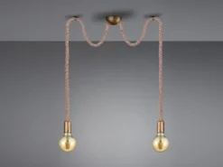Rustikale Affenschaukel Lampe ROPE 2-flammig aus Hanfseil, Höhe 150cm