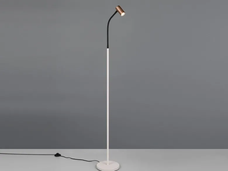 Schmale LED Stehlampe Coffee / Grau dimmbar, Spot flexibel, Höhe 133,5cm