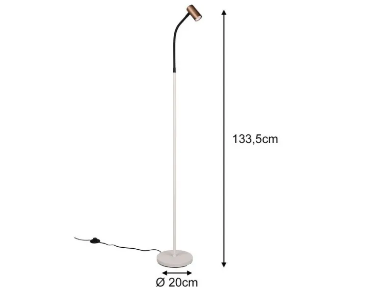 Schmale LED Stehlampe Coffee / Grau dimmbar, Spot flexibel, Höhe 133,5cm