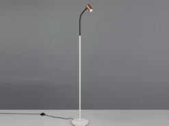 Schmale Stehlampe TARYN Coffee / Grau, flexibel einstellbarer Spot, Höhe 133,5cm