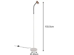 Schmale Stehlampe TARYN Coffee / Grau, flexibel einstellbarer Spot, Höhe 133,5cm