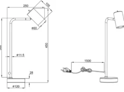 Schreibtischlampe MARLEY in Messing / Schwarz matt, Spot schwenkbar, Höhe 45cm