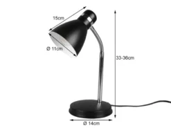 Schreibtischleuchte HARVEY, flexibel Chrom & Metallschirm Schwarz, 33cm