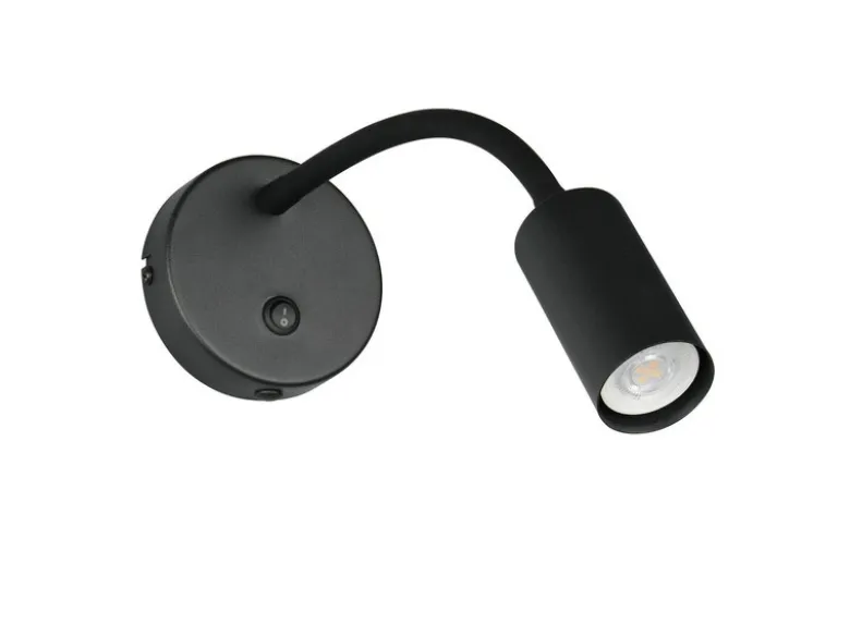 Schwanenhals Leselampe TARYN Schwarz mit Schalter, Breite 10cm