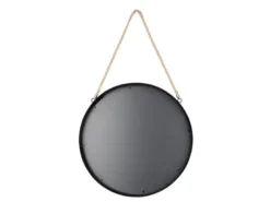 Schwarzer Metallspiegel TAIRA Ø40cm Wandspiegel zum Aufhängen
