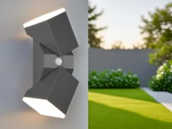 Schwenkbare LED Außenwandleuchte AVON mit Bewegungsmelder, H: 28cm