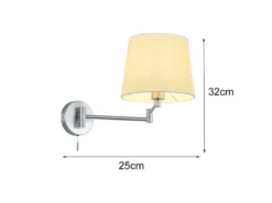 Schwenkbare LED Wandleuchte mit Stoffschirm Weiß & Gelenkarm Silber