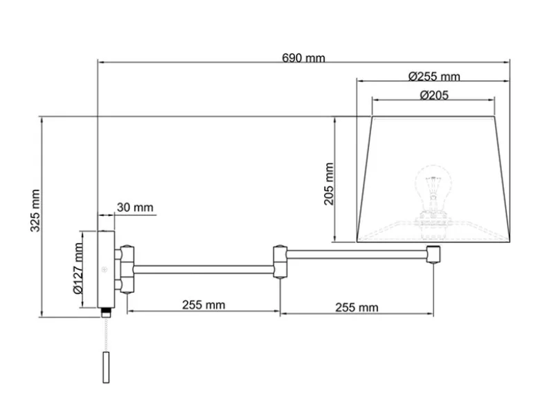 Schwenkbare LED Wandleuchte mit Stoffschirm Weiß & Gelenkarm Messing