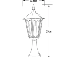 Sockelleuchte aus Aluminium Weiß, antike E27 Gartenlaterne, Höhe 55cm