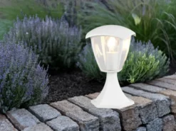 Sockelleuchte VENTA aus Aluminium im Landhausstil Weiß, Höhe 30cm