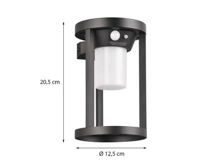 Solar Außenwandleuchte CARMO mit Bewegungsmelder & Dauerlicht, H. 20cm