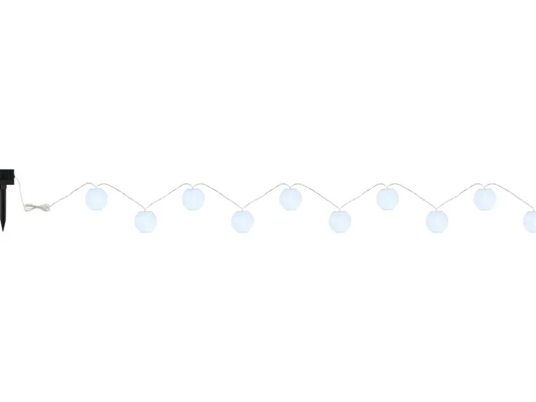 Solarbetriebene LED Outdoor Lichterkette mit 10 weißen Lampions, Länge 3 Meter