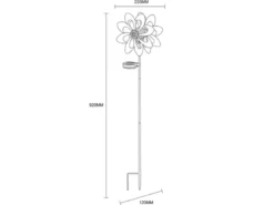 Solar Gartenstecker Windrad mit Erdspieß in Kupfer & Silber patiniert, Höhe 92cm