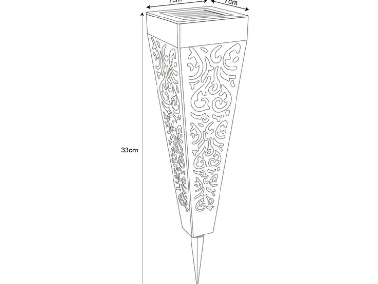 Solarlampen 6er Set mit Erdspieß, Dekostanzungen Schwarz Gold, H.33cm