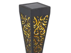 Solarlampen 6er Set mit Erdspieß, Dekostanzungen Schwarz Gold, H.33cm