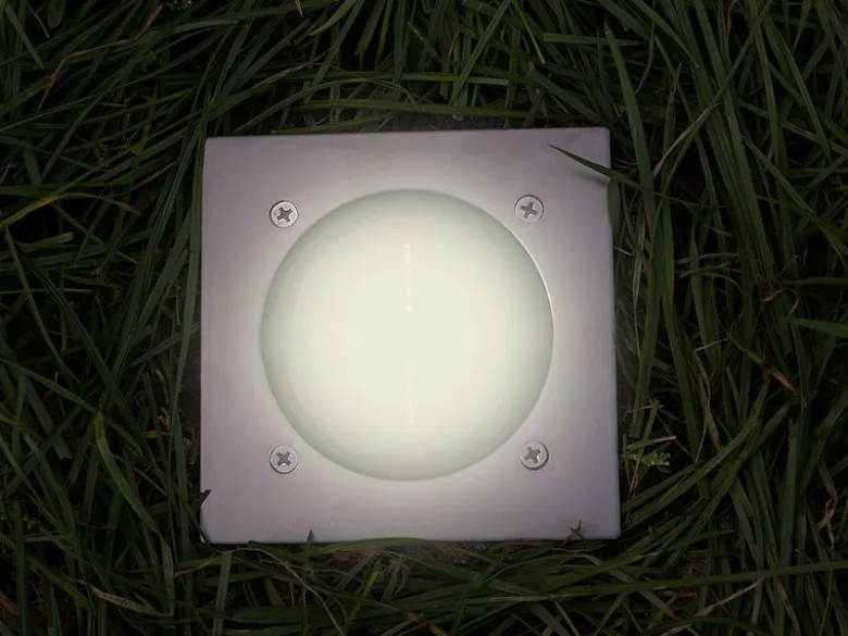 Solar LED Bodeneinbaustrahler CARLO für Außen, Edelstahl eckig 10x10cm, IP67