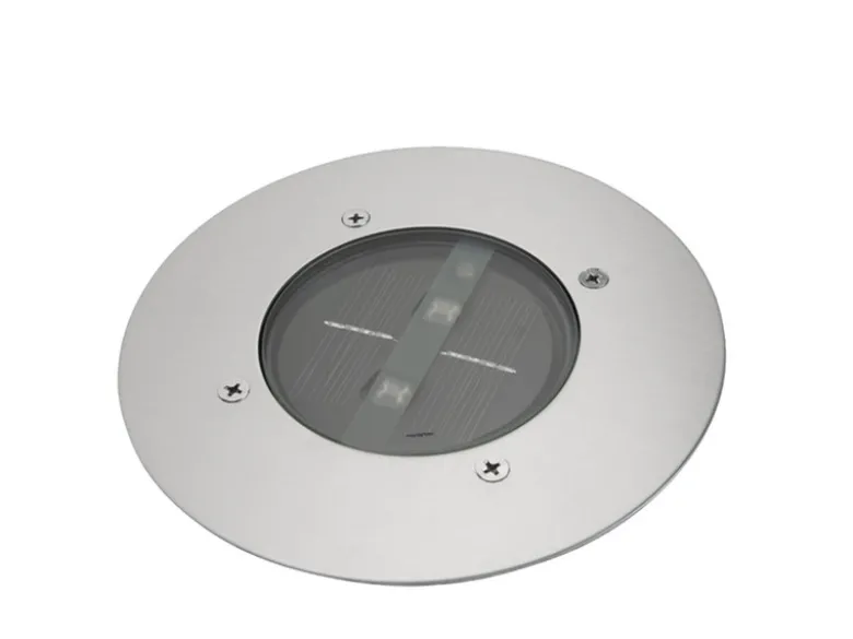 Solar LED Bodeneinbaustrahler 6er SET für Außen, Edelstahl rund Ø14cm IP67
