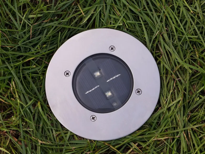 Solar LED Bodeneinbaustrahler 6er SET für Außen, Edelstahl rund Ø14cm IP67