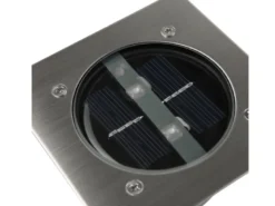 Solar LED Bodeneinbaustrahler 2er SET für Außen, Edelstahl 4-eckig 10x10cm, IP67