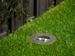 Solar LED Bodeneinbaustrahler 4er SET für Außen, Edelstahl rund Ø14cm IP67
