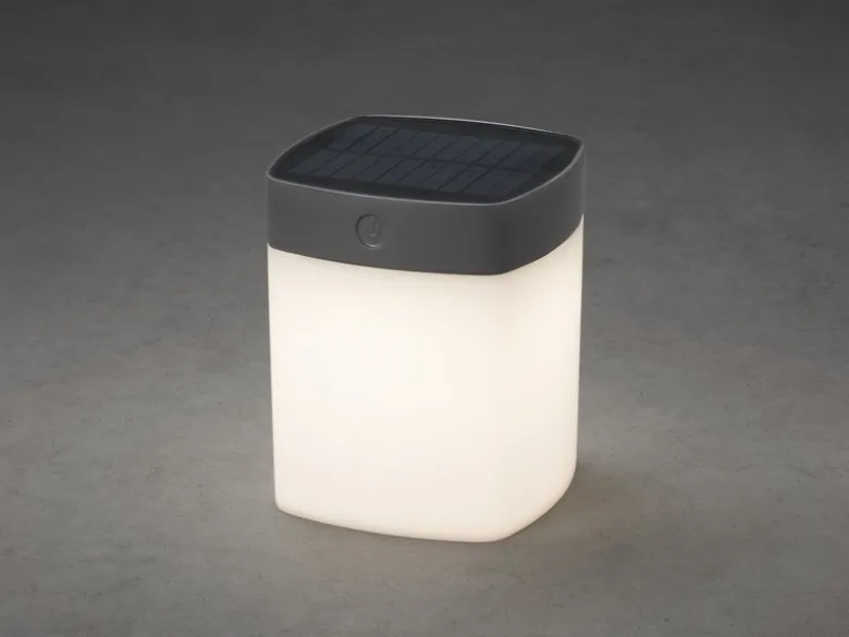 Solar LED Leuchte mit 3-Stufen Dimmer ASSISI, Höhe 14,5cm, IP44, Grau