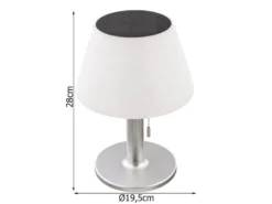 Solar Tischleuchte mit Zugschalter, Lampenschirm weiß Höhe 28cm