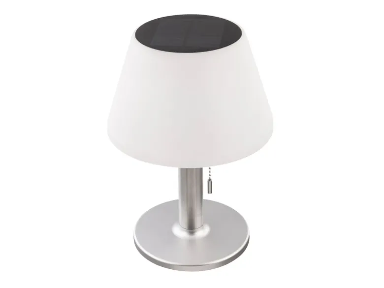 Solar Tischleuchte mit Zugschalter, Lampenschirm weiß Höhe 28cm