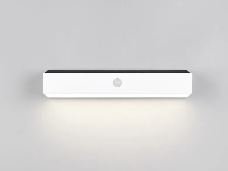 Solar Wandleuchte SILVES auch per USB aufladbar mit Bewegungsmelder, Breite 30cm