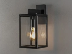 Stehende Außenwandlaterne CARPI Schwarz mit Klarglas, Höhe 33cm