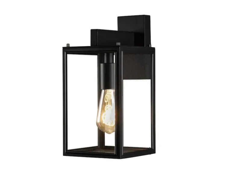 Stehende Außenwandlaterne CARPI Schwarz mit Klarglas, Höhe 33cm