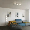 Stehlampe ROXY 3-flammig Weiß mit Glaskugeln in Opalweiß, Höhe 140cm