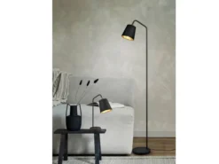 Stehleuchte BUDDY Spot schwenkbar, Metall & Stoffschirm Schwarz/Gold, Höhe 148cm