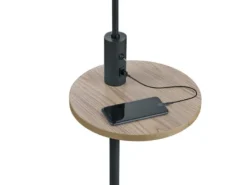Stehleuchte CLAAS Stoffschirm, Holz Ablagetisch & USB Ladefunktion, 160cm