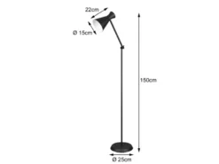 Stehleuchte ENZO mit Gelenk & Fußschalter in Schwarz - Höhe 150cm