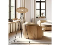 Stehleuchte HEDDA Dreibein mit Korbgeflecht aus Sisal, Höhe 150cm