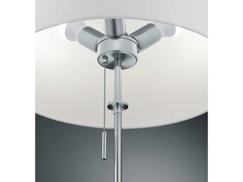 Stehleuchte LYON Silber mit Stoffschirm Weiß, Höhe 138-180cm verstellbar