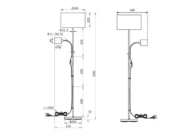 Stehleuchte OWEN Flexarm Leselicht Metall & Stoffschirm Schwarz, Höhe 160cm