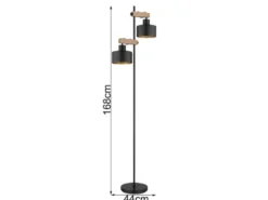 Stehleuchte RIELLY Metall Schwarz Gold 2-flammig, Höhe 168cm