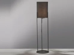 Stehleuchte SPENZER Schwarz mit Stoffschirm innen Gold, Höhe 114cm