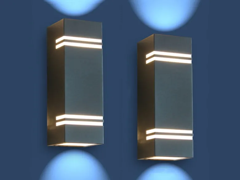 2 Stk Edelstahl LED Außenwandleuchte STRIPES, Fassadenbeleuchtung, Up& Downlight