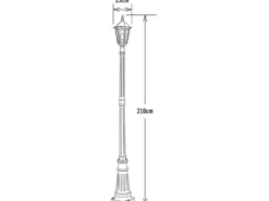 Straßenlaterne aus Aluminium Weiß, antike E27 Mastleuchte, Höhe 210cm