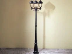 Straßenlaterne PARMA im Landhausstil, 3-flammig Schwarz, Höhe 218cm