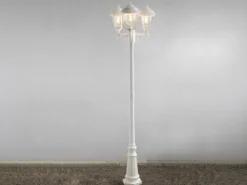 Straßenlaterne PARMA im Landhausstil, 3-flammig Weiß, Höhe 218cm