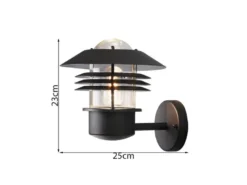 Stylische LED Außen Wandlaterne stehend, Aluminium Schwarz, Höhe 24cm