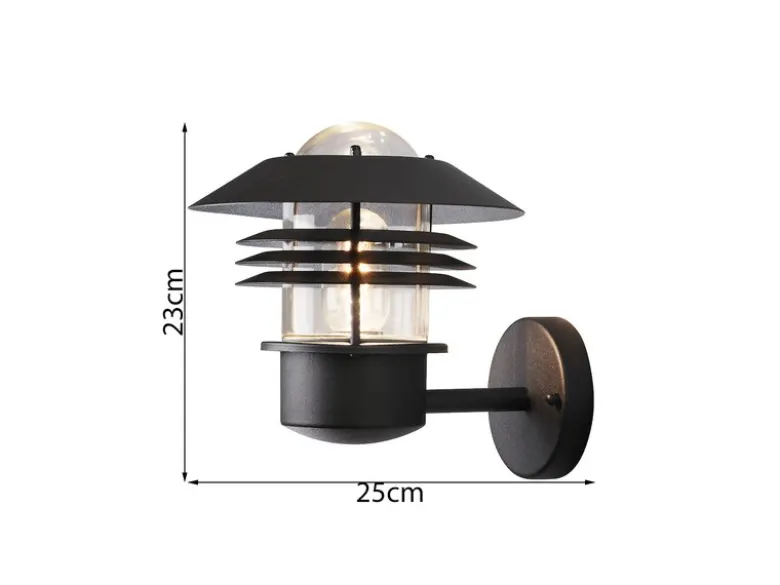 Stylische LED Außen Wandlaterne stehend, Aluminium Schwarz, Höhe 24cm